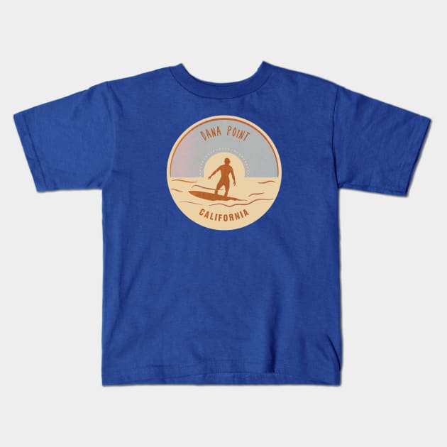 Dana Point Vintage Surf Logo Kids T-Shirt by Alexander Luminova